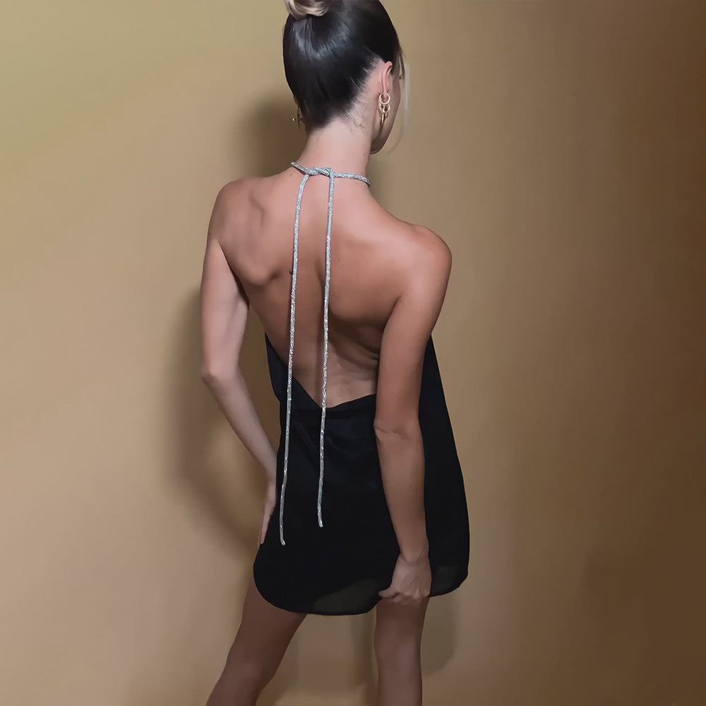 Halter Neck Sleeveless Satin Shift Mini Dress 5
