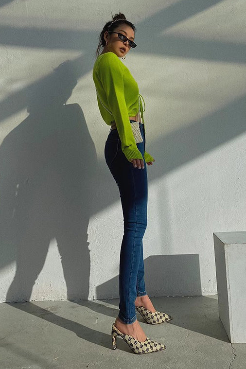 Orro Shop Vintage Drawstring V Neck Sweater for Comfort