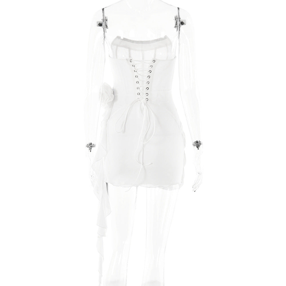 Strapless Corset Bustier Draped Wrap Mini Dress 7