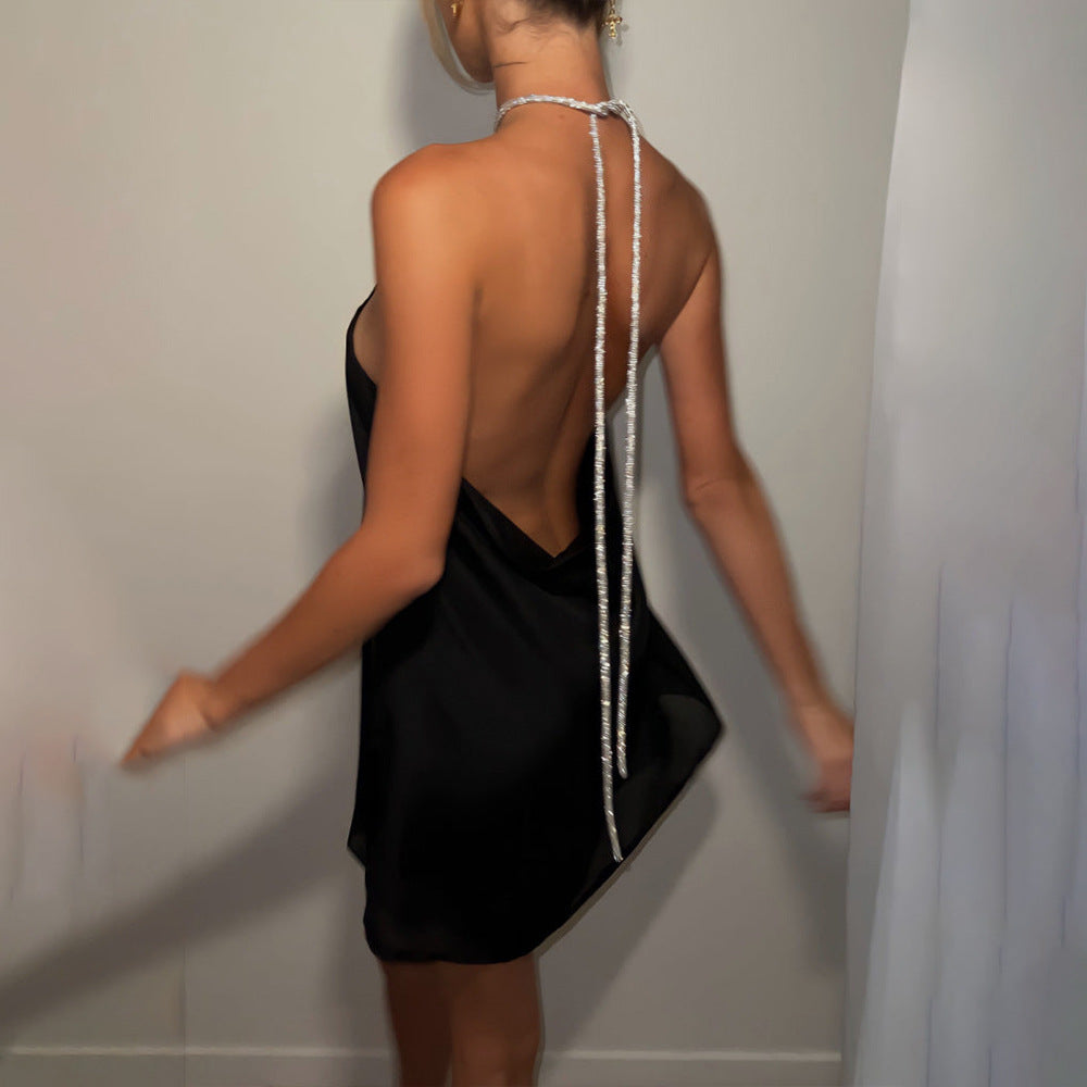 Halter Neck Sleeveless Satin Shift Mini Dress 6