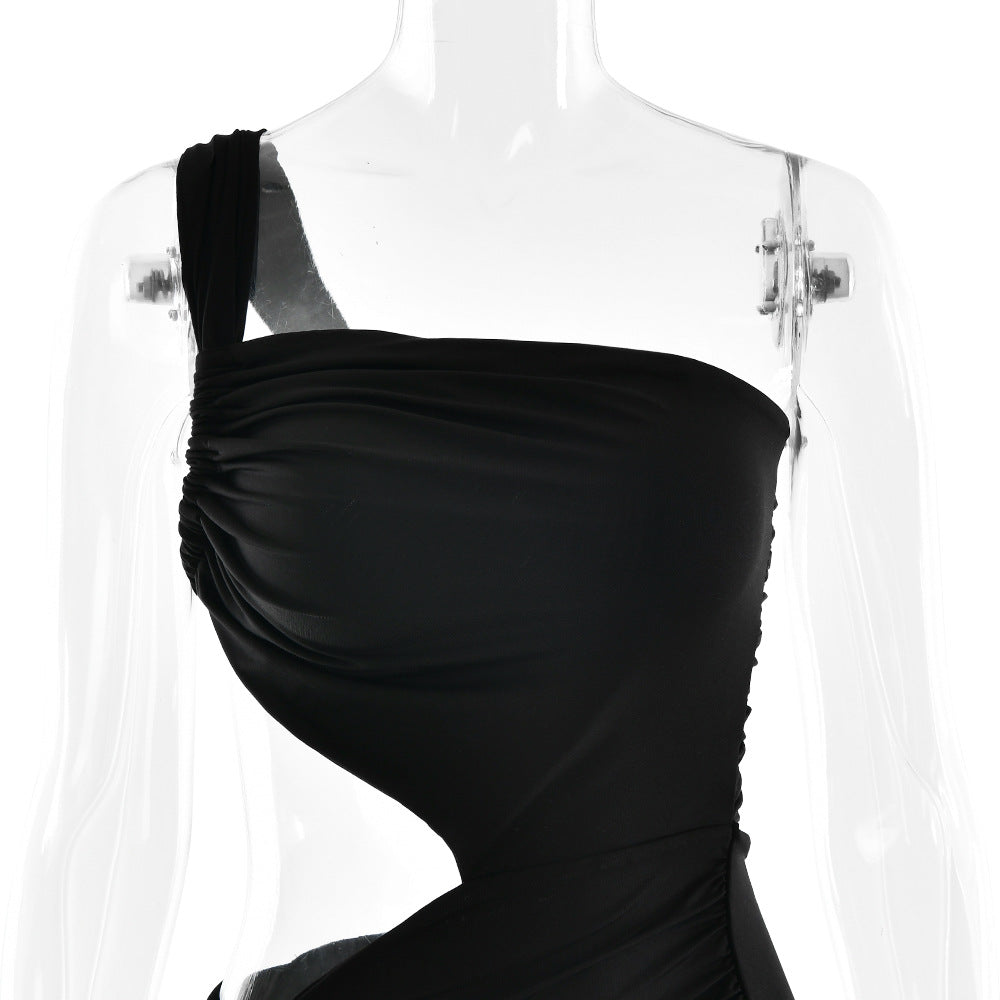 Ruched One-Shoulder Waist-Cutout Fishtail Gown 5