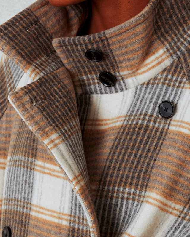 ShoptheCIC Contrast Plaid Woolen Long Coat for Elegance