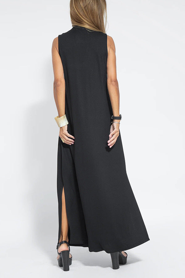 Sleeveless V-neck Elegant Long Dress with Matching Cardigan