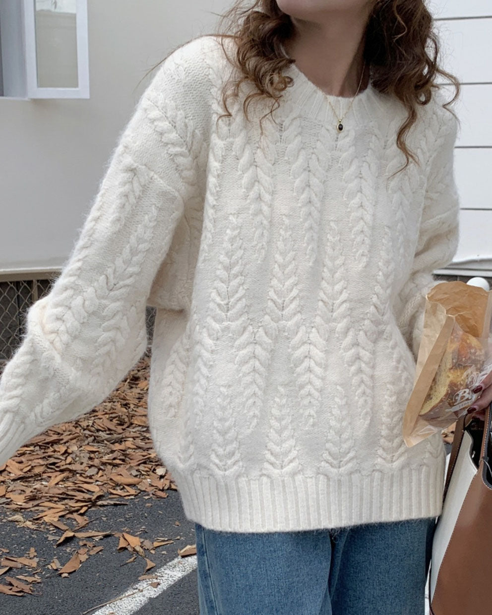 Wheat Twist Knitted Pullover Sweater for Cozy Elegance