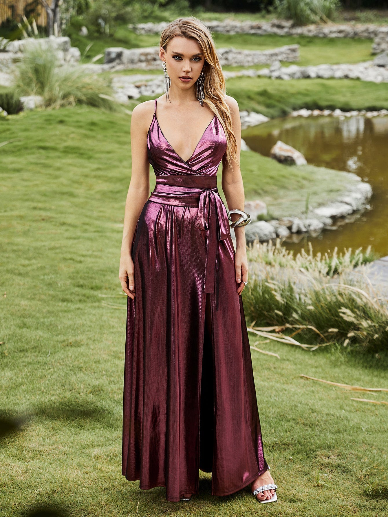 Vanda Formal Iridescent Metallic Dress - Fashionpara