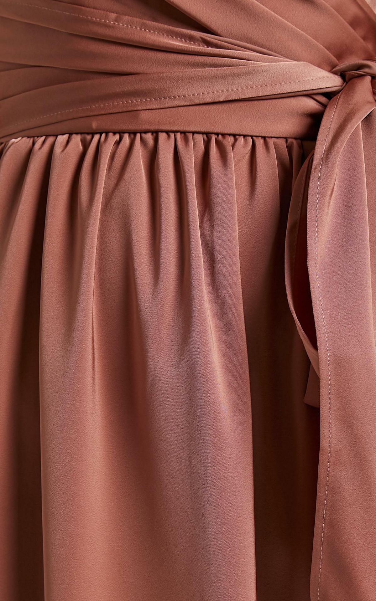 Satin V-Neck Spaghetti Strap Wrap Tie Maxi Dress 2
