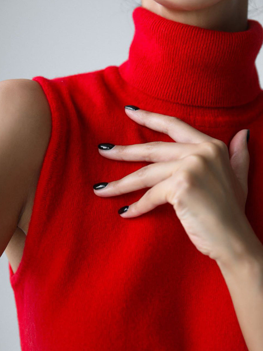 ShoptheCIC Simple Turtleneck Vest Sweater for Effortless Style