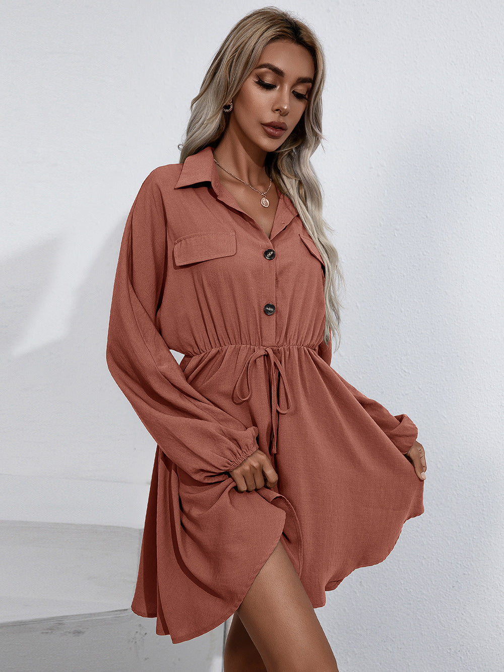 Remy Cotton Pocketed Shirt Dress - Wine - FINAL SALE 4