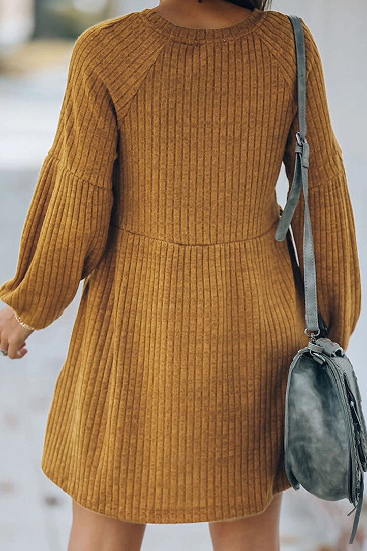 Catch Yourself Bubble Sleeve Sweater Dress in Chic Style