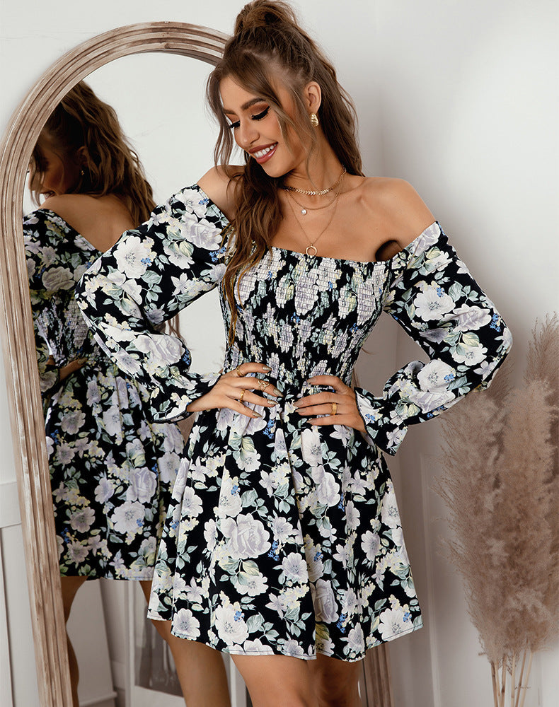 Floral Print Off Shoulder Smocked Mini Dress 3