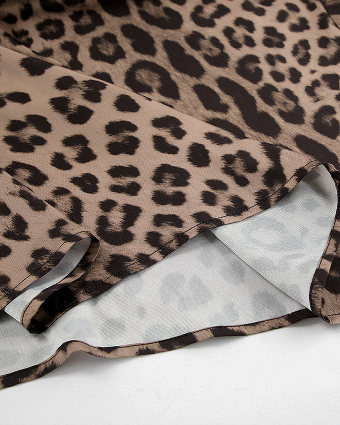 Satin Leopard Print Mermaid Skirt - Fashionpara