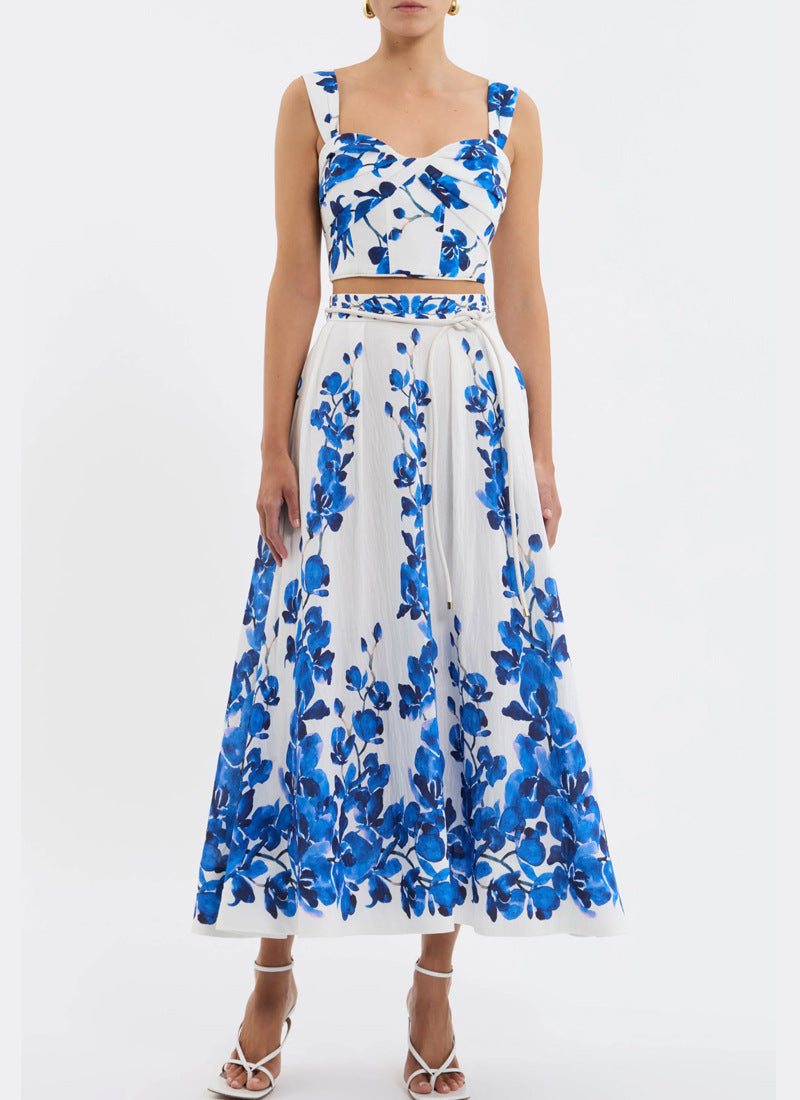 Monte Coast Bikini Long Skirt Set - Blue