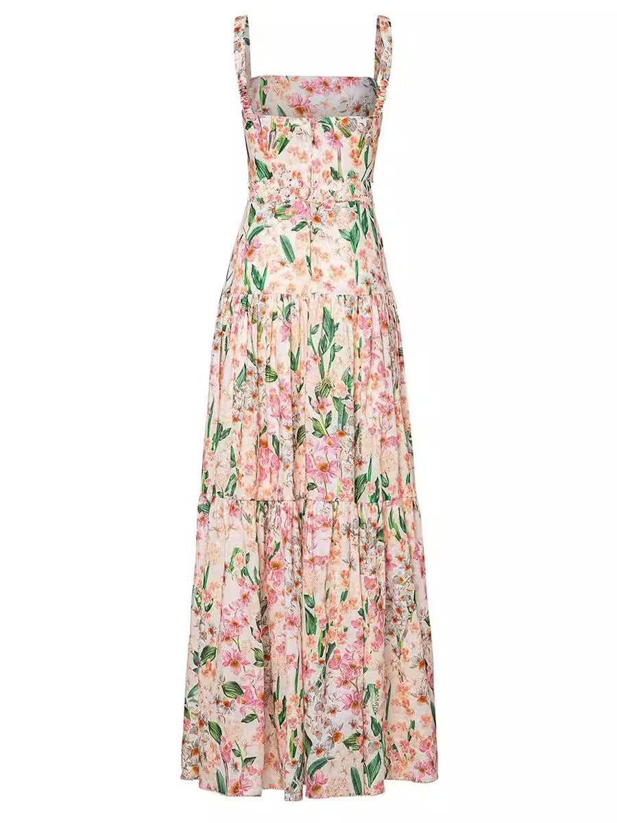 A-Line Floral Spaghetti Strap Midi Dress - View 5