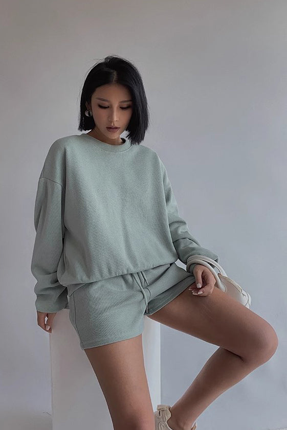 Orro Shop Stylish Long Sleeve Sweater and Shorts Set