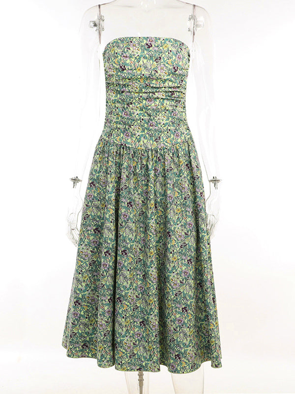 Floral Strapless Ruched Bubble Hem Mini Dress 3