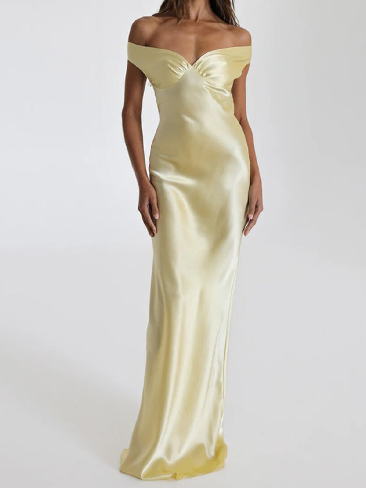 Satin Off Shoulder Sweetheart Maxi Dress 11
