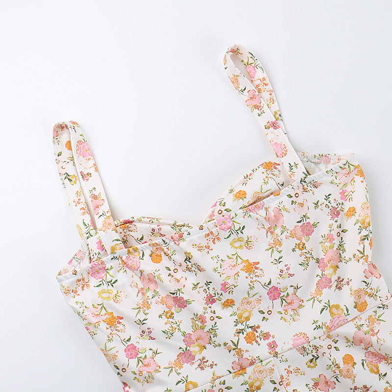 Floral Print Sweetheart Corset Flared Maxi Dress 15