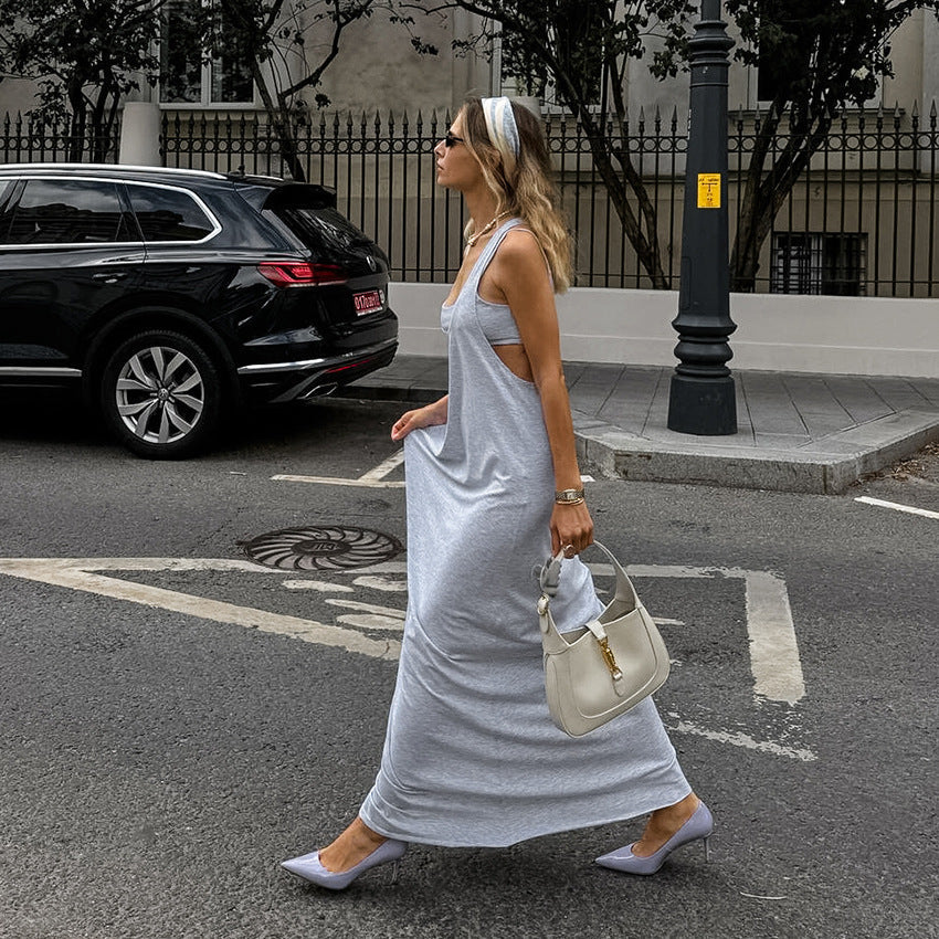 Scoop-Neck Sleeveless Jersey Column Maxi Dress 3