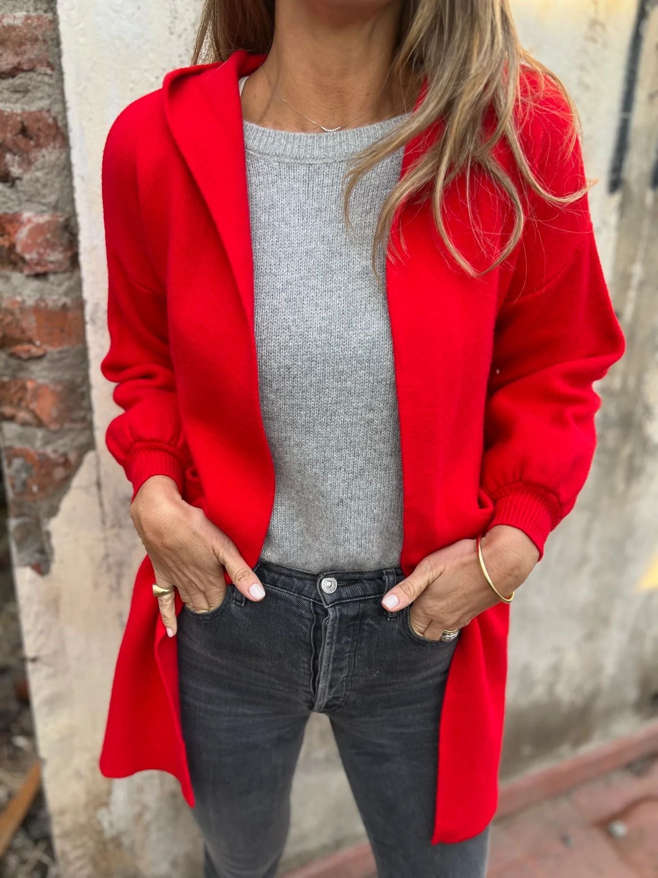 ShoptheCIC Mid-Length Woolen Hooded Jacket with Pockets