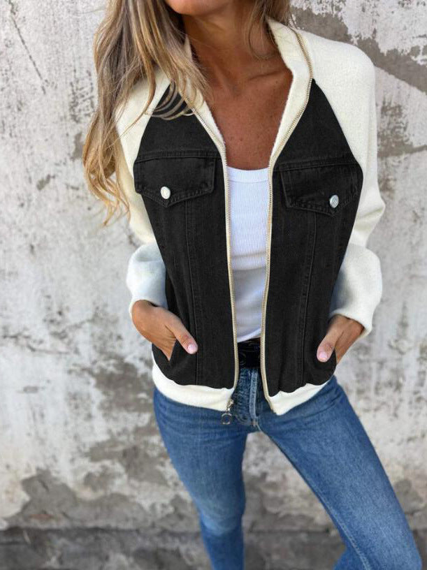 Stylish Hooded Denim Patchwork Jacket for Modern Wardrobes
