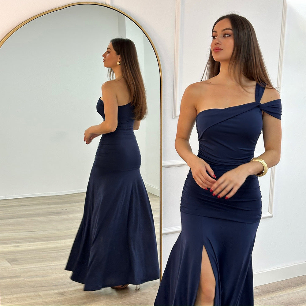 Ruched Jersey Off-Shoulder Fishtail Maxi Gown 2