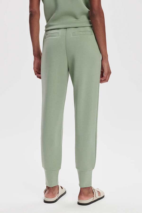 Stand-up collar half-zip short-sleeve top and tapered sweatpants two-piece set