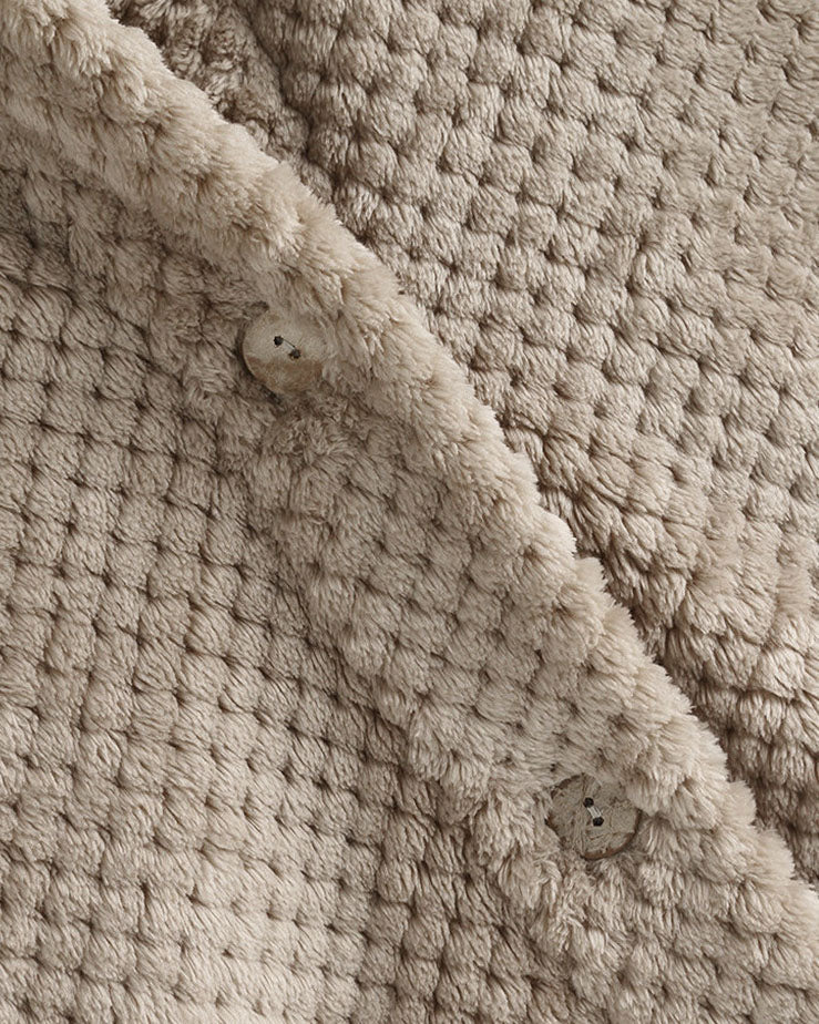 Button Closure Rounded Hem Hooded Sweatshirt Jacket