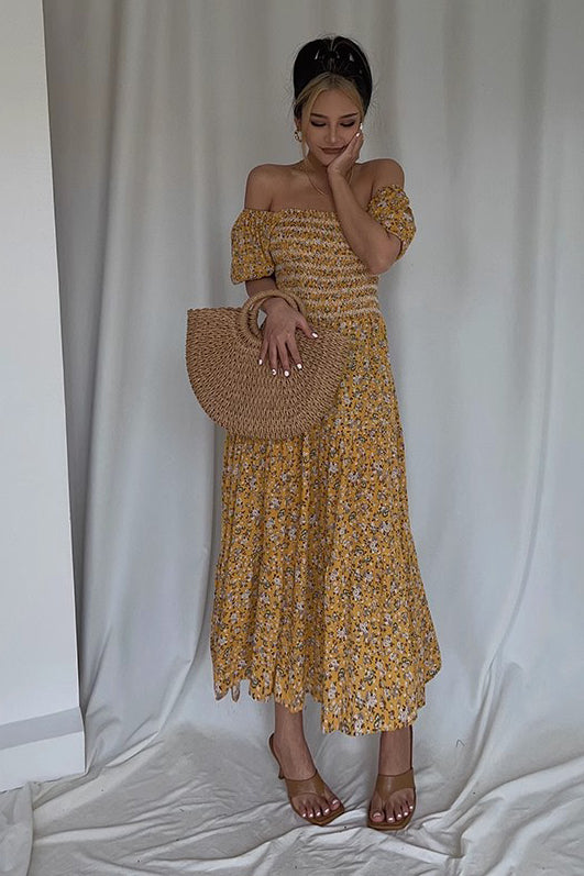 Floral Boho Dress A Line Short Sleeve Dress