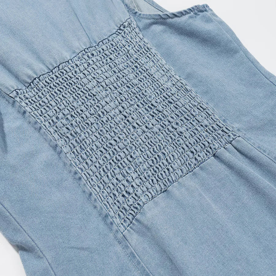 Deep V-Neck Sleeveless Button Down High Split Denim Maxi Dress 3