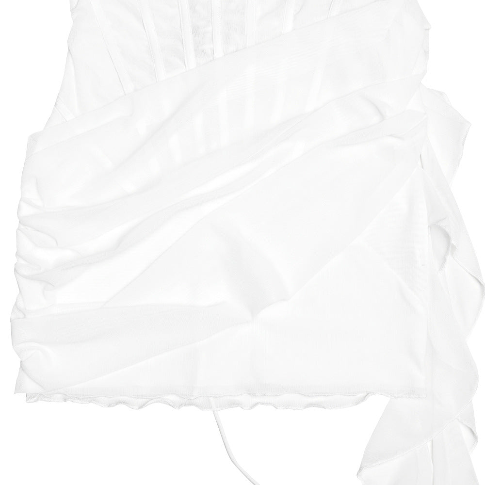Strapless Corset Bustier Draped Wrap Mini Dress 10