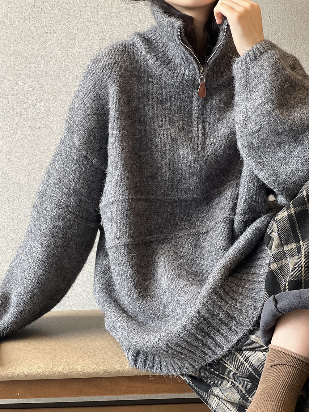 Soft Touch Half-Zip Turtleneck Sweater for Effortless Style