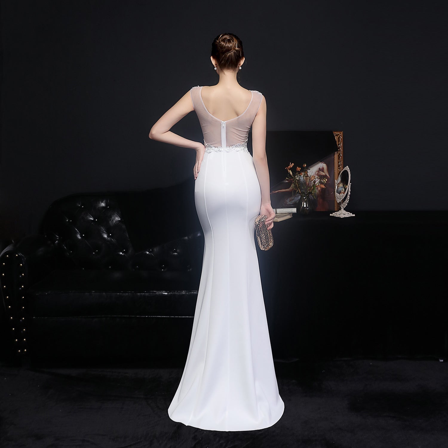 Amelia embroidered sequined fishtail dress - Fashionpara