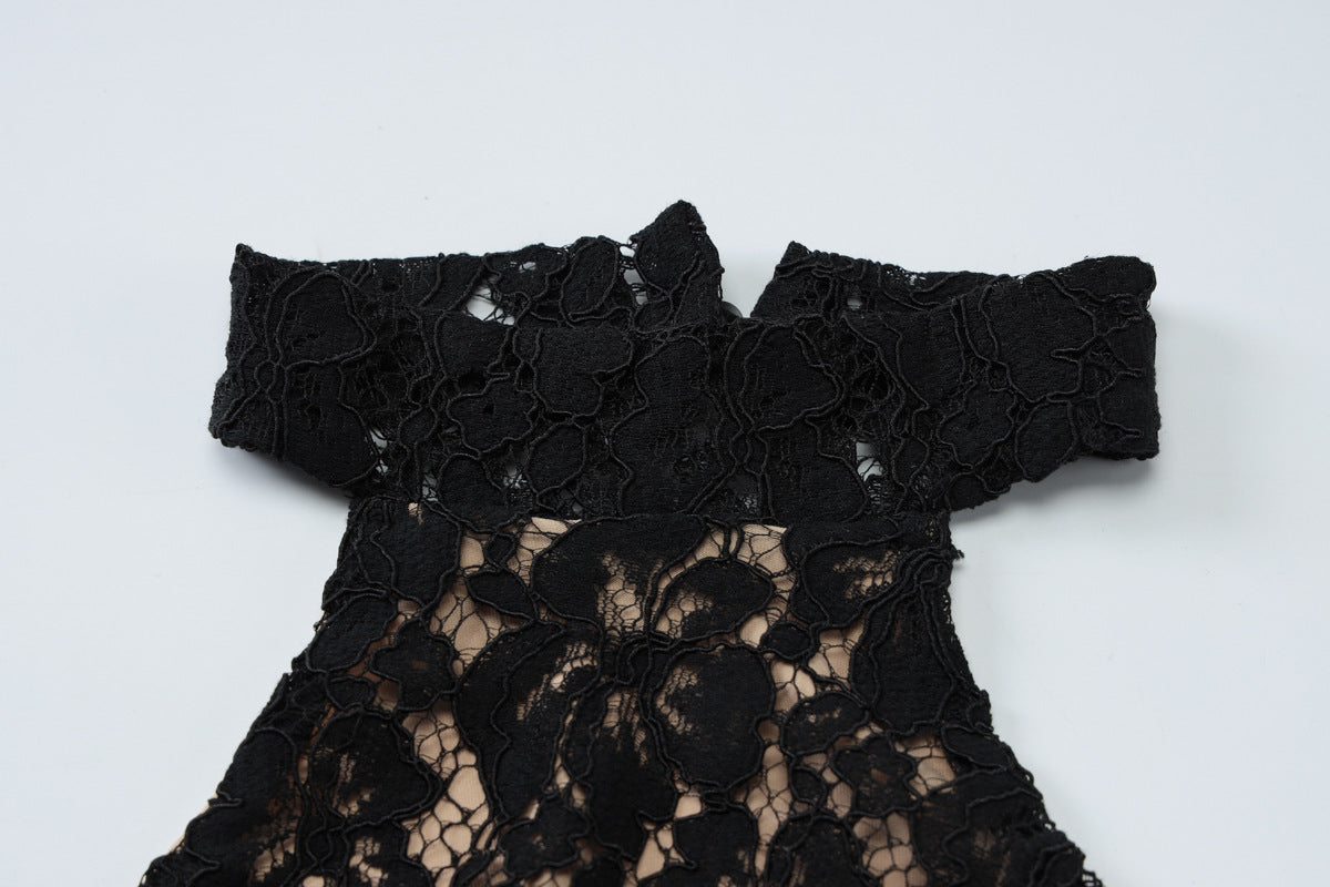 Halter Floral Lace Panel Ruched Bodycon Dress 15
