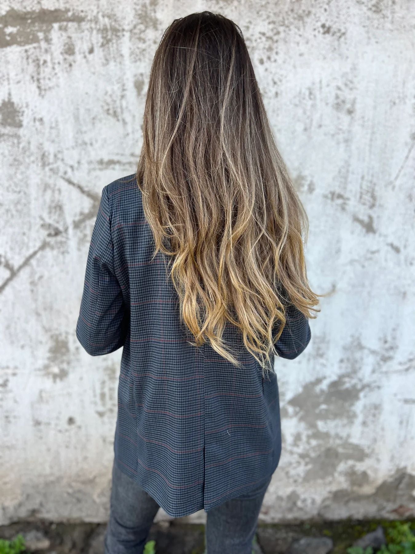 Elegant Houndstooth Single Button Blazer with Pockets