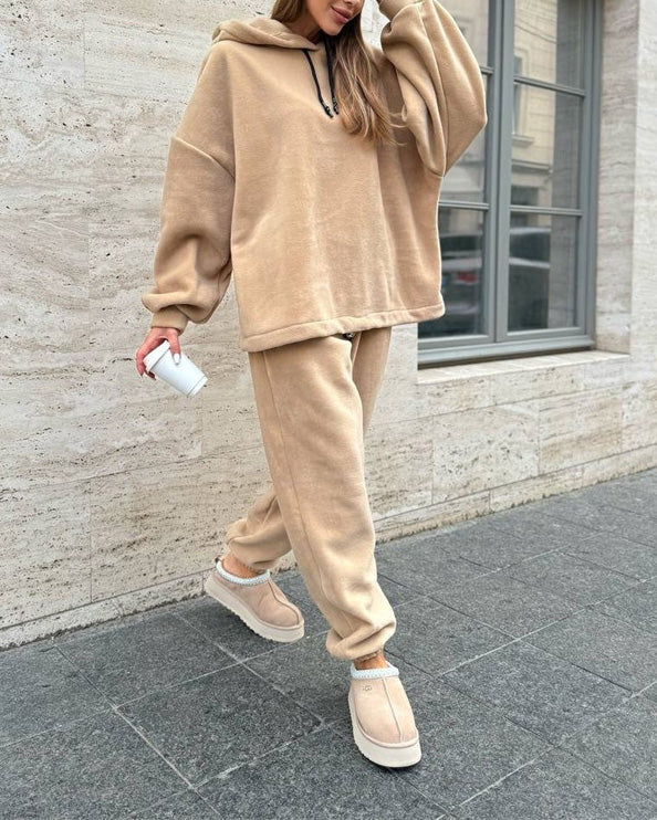 Cozy Campus Crew Polar Fleece Hoodie and Sweatpants Set