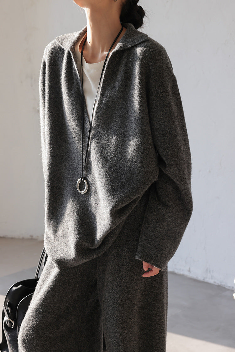 ShoptheCIC Thickened V-Neck Knitted Sweater and Pants Set