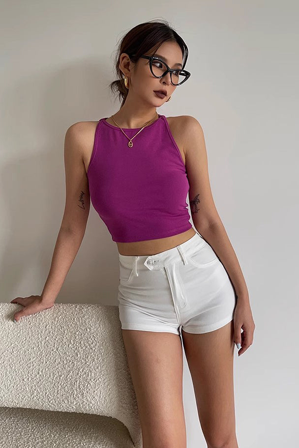 Sleeveless Crew Neck Tank Tops Fitted Shirt