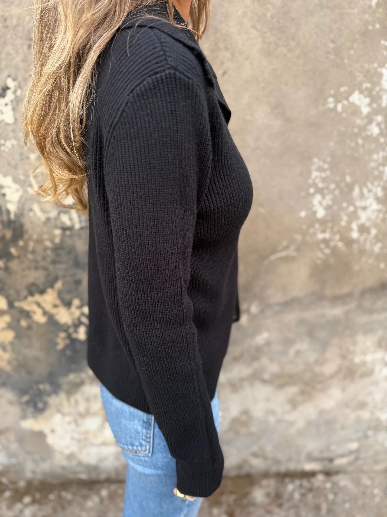 ShoptheCIC Loose Cropped Button Lapel Sweater Jacket