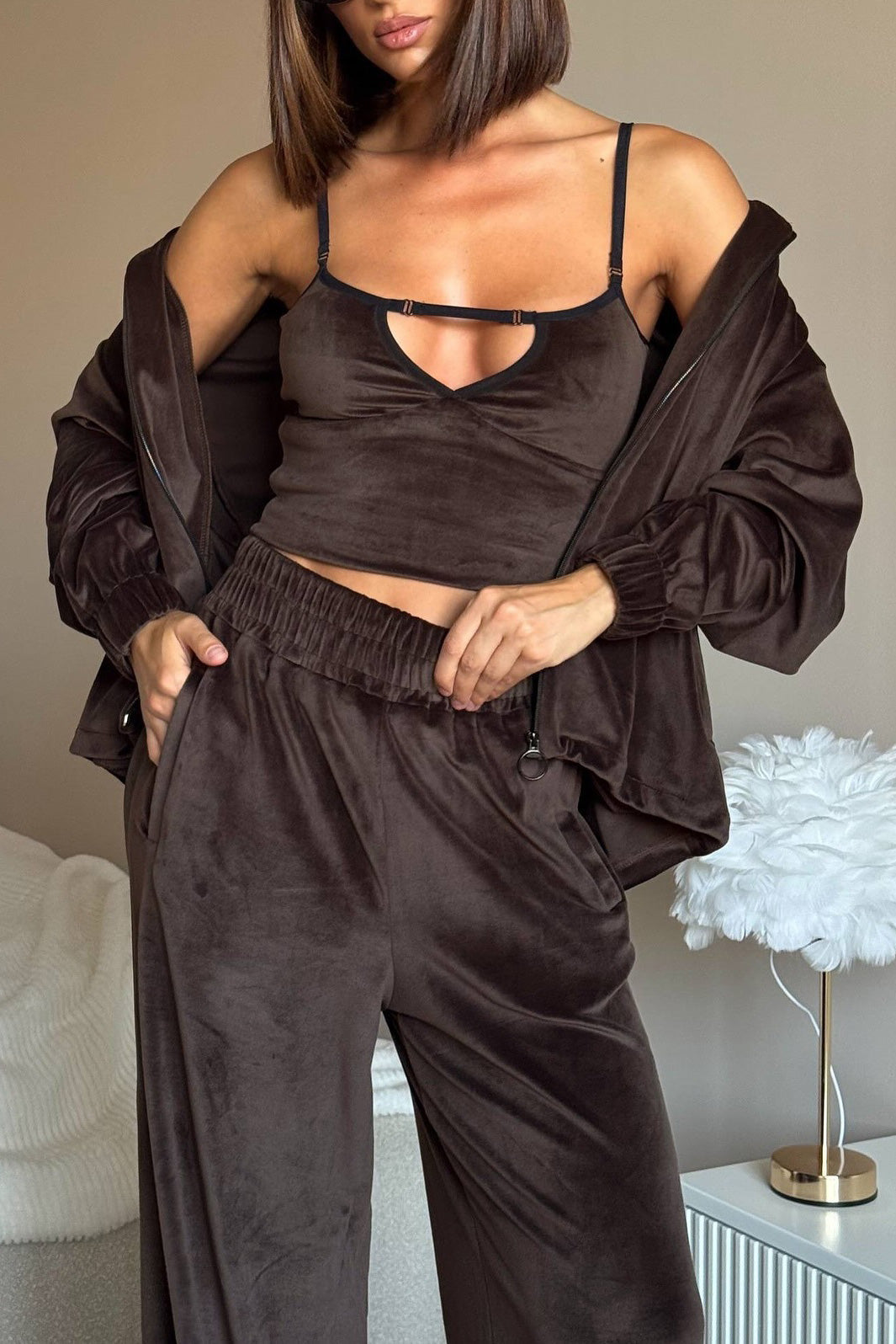 ShoptheCIC Cozy Cookie Dough Hooded Coat and Pants Set