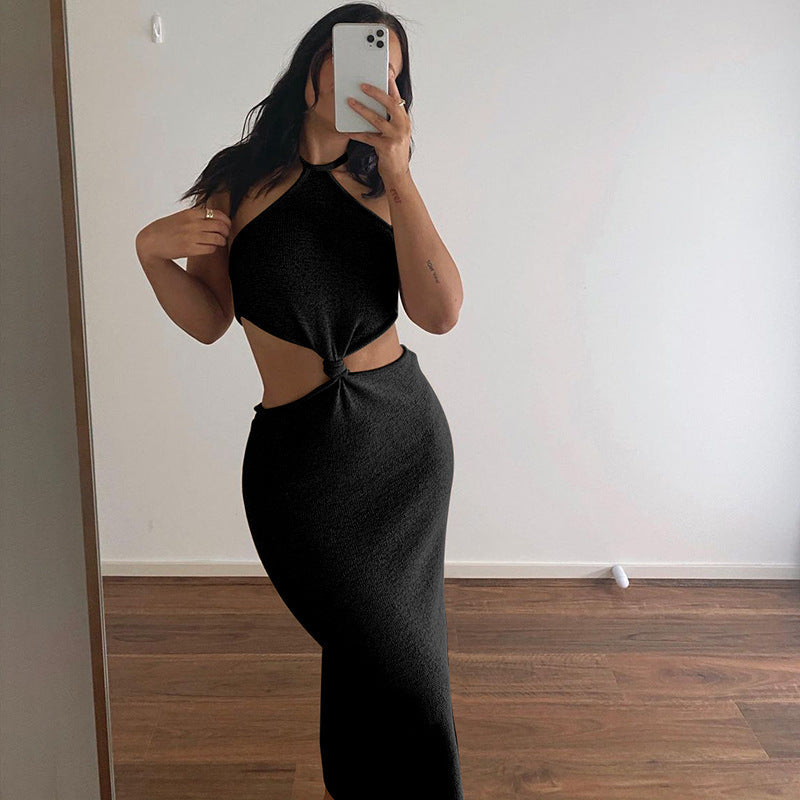 Halter Neck Twist Front Cutout Knit Dress 14