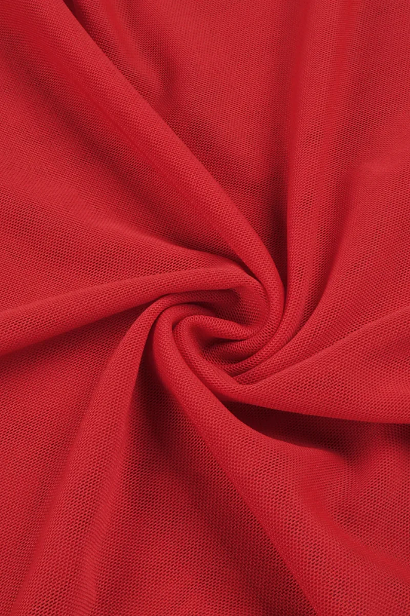 Nydia Red Strapless Sheer Mesh Maxi Dress - View 6