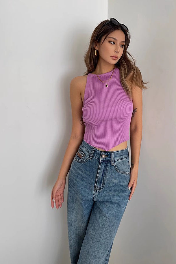 Sexy Sleeveless Ribbed Tank Tops Fitted Cami Tee Shirts