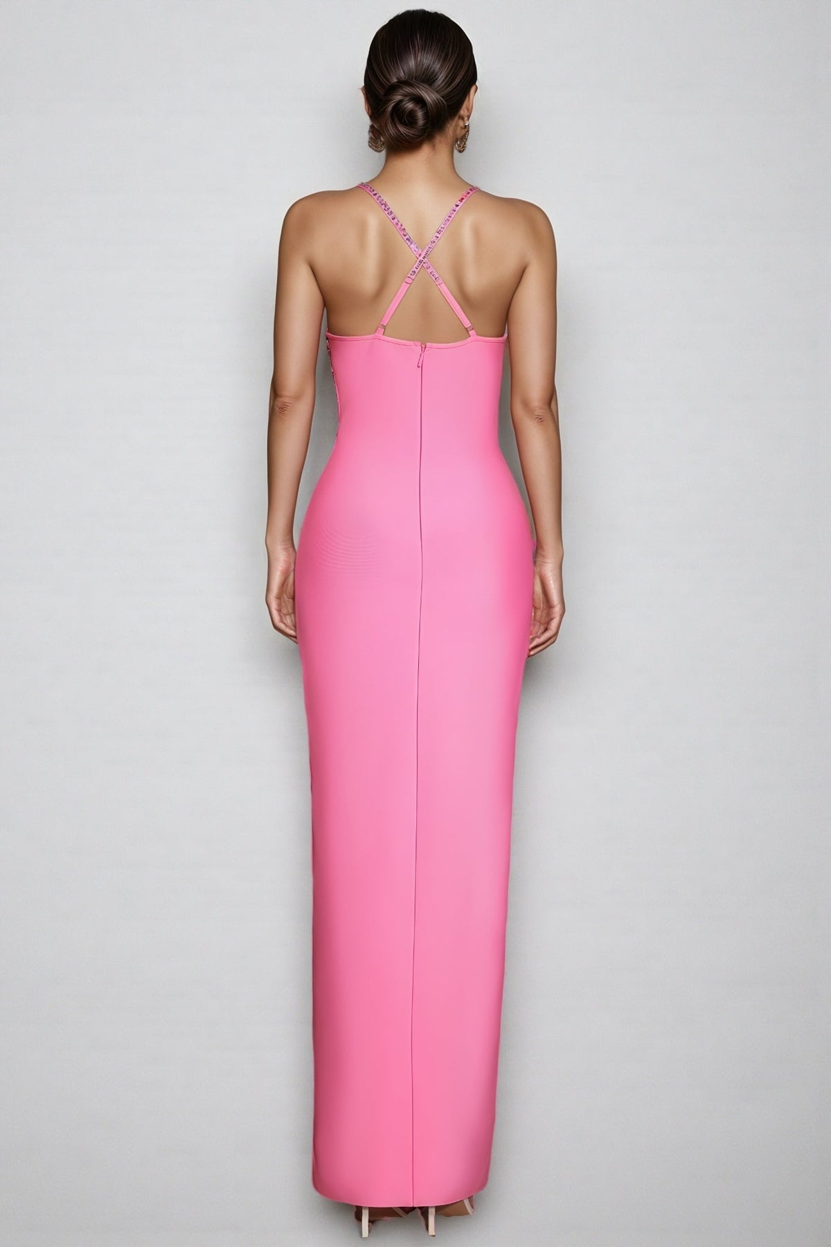 Sayert Pink Rhinestone Strapless Maxi Dress - View 4