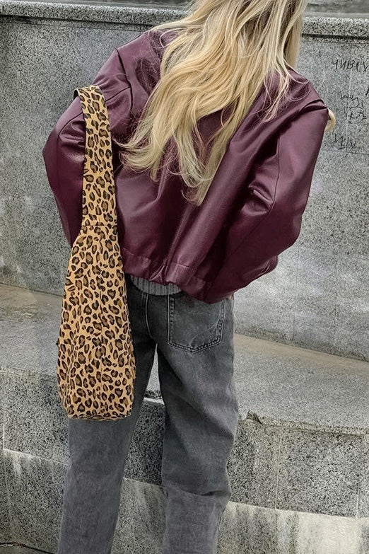 Mood Lift Cropped PU Leather Biker Jacket for Stylish Edge