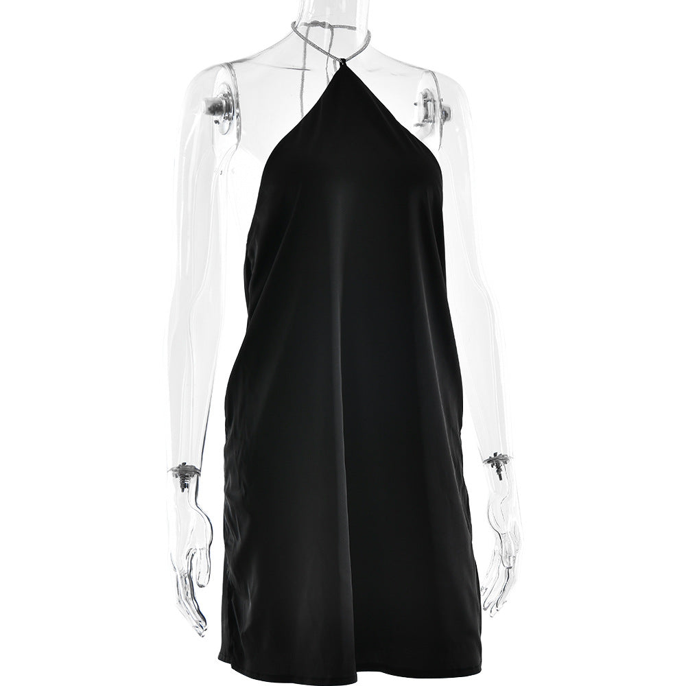 Halter Neck Sleeveless Satin Shift Mini Dress 9
