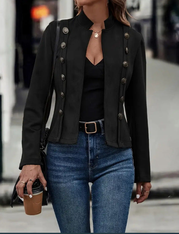 ShoptheCIC Vintage Cropped Suede Double Breasted Jacket
