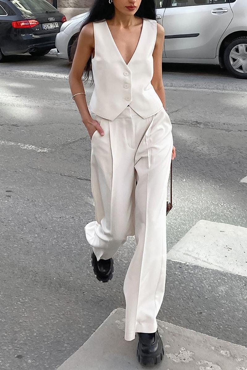 V-Neck Sleeveless Vest Trousers High-End Suit
