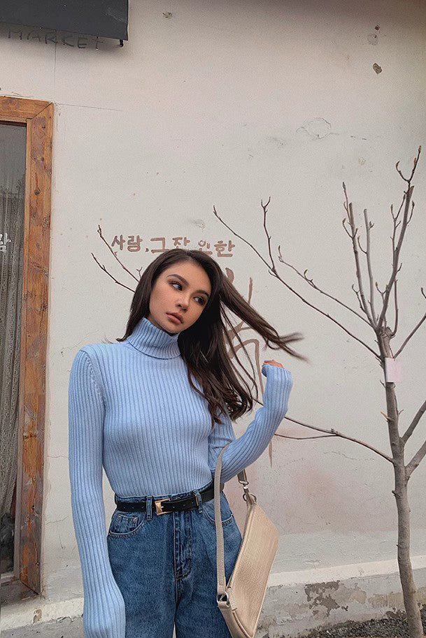 Orro Shop Solid Rib-Knit Mock Neck Sweater for Comfort