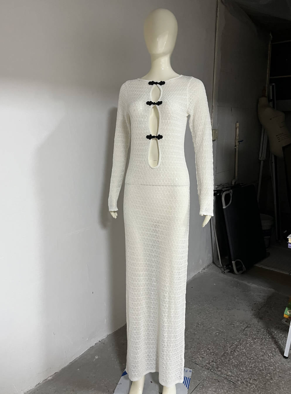 Hollow Out Cutout out Split Dress Beach Cover up Bohemian Dress Long Mopping Backless Fishtail Evening Dress - Fashionpara