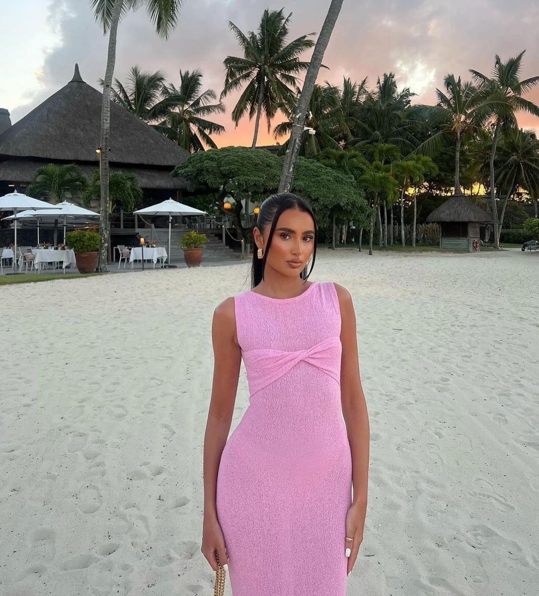Knit Round-Neck Twist-Front Bodycon Maxi Dress 5
